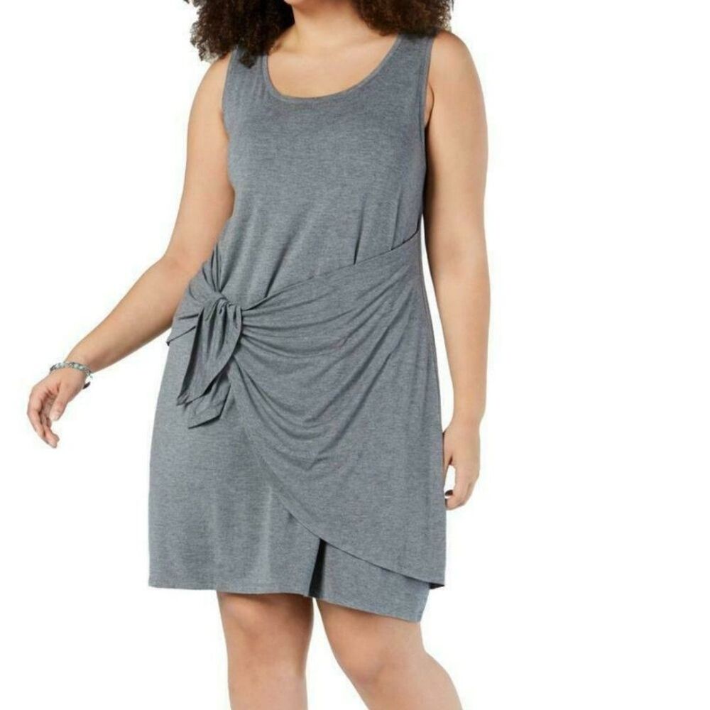 Style & Co Gray Sleeveless Tie Front Tank Dress Plus Size 1X NWT